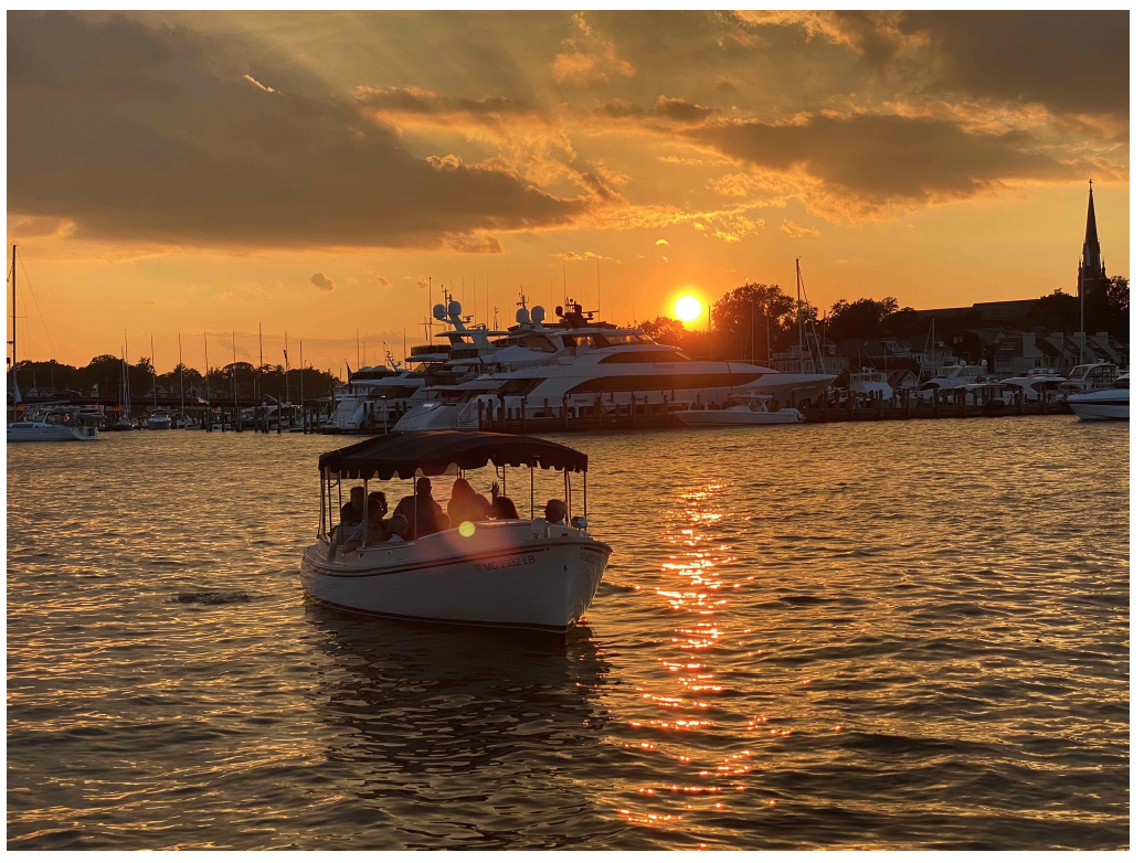 annapolis harbor on an electric boat