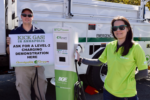 BGE brought a demonstration Level 2 charger to Annapolis NDEW Kick Gas EV Showcase Sept 2021