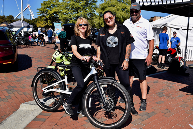 Lynne Forsman and Rommel Harley-Davidson crew at Annapolis NDEW Kick Gas EV Showcase Sept 2021