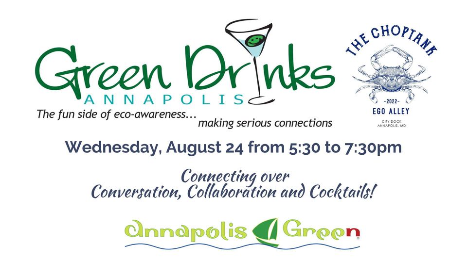 Green Drinks Annapolis August 2022 graphic