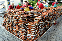 trays of cooked crabs